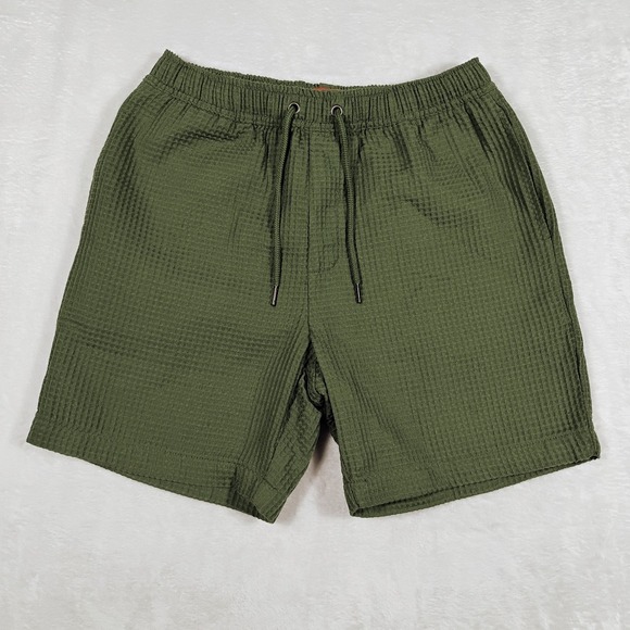Other - Negative Space Shorts Drawstring Waffle Weave‎ Stretch Green Textured Mens Small